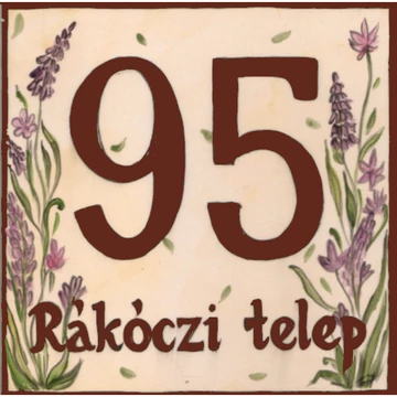 Házszámtábla mezei virágok, barna kerettel